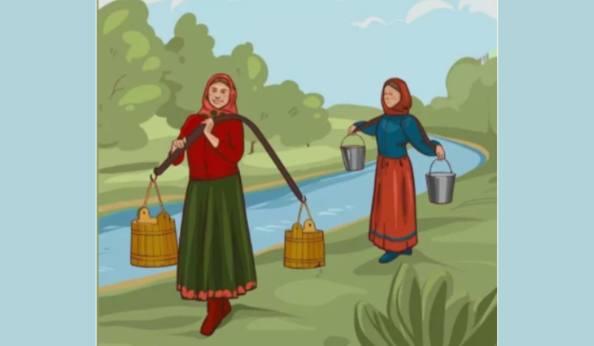 Nehéz logikai teszt: te megtudod mondani melyik nő cipel több vizet?